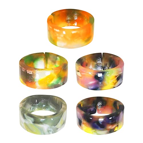 MaNMaNing Bague Femme Anneaux de Style Arc-en- Bandes Anneaux Anneau Anneau Nuages Femmes Simple Chunky Blue Girl Anneau Acrylique Anneaux Colorés Réglables de Dames Bague (Colour, One Size)
