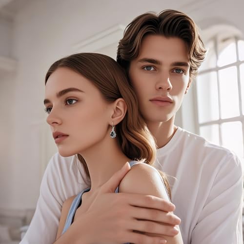 YFN Black Obsidian Sunflower Dangle Drop Earrings for Women 925 Sterling Silver Vintage Teardrop Earrings3