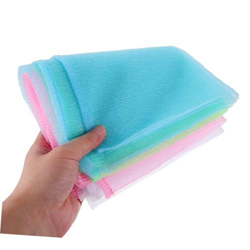 Toalla exfoliante corporal de nylon para espalda: pack de 4 bandas largas para ducha 5