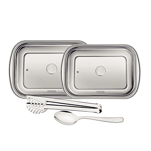 Kit para Assar e Servir Aço Inox com Tampa de Vidro com 4 Peças Tramontina Cosmos Prata