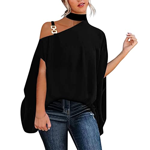 Schulterfreies Oberteile Damen Sexy - Neckholder T Shirt Damen Metallknopf...