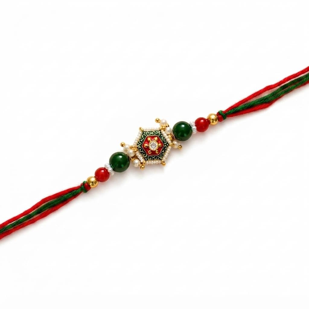 Emerald Kundan Pearl Bhai Rakhi-image-35
