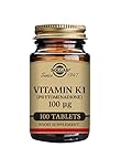 Solgar Vitamin K1 (Phytomenadione) 100 µg Tablets - Pack of 100 - Supports The Liver - for Healthy Bones - Vegan, Gluten Free and Kosher