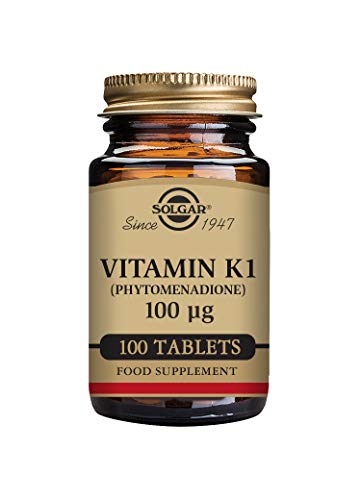 Solgar Vitamin K1 (Phytomenadione) 100 µg Tablets - Pack of 100 - Supports the Liver - For Healthy Bones - Vegan, Gluten Free and Kosher