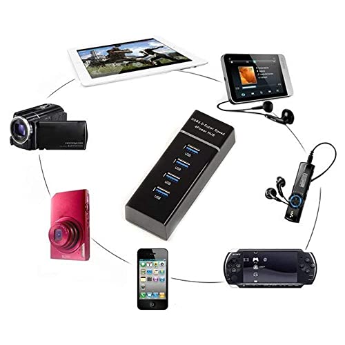 Image of 4 Ports USB 3.0 Hub HighSpeed Portable with Switches for Laptop /Notebook /PC /Mobiles /Tablets, 1Phone /Ipads, Computers, MP3 Players-Black Desktops, Laptops (4 Ports USB 3.0)