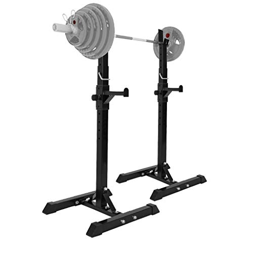 Pair of Adjustable Squat Rack Standard 31.5-59 Inch Solid Steel Squat Stands Barbell Free-Press Bench Home Gym Portable Dumbbell Racks Stands,H Shaped Bases,Fastening Nut,Anti-Skid,Fitness (Black)