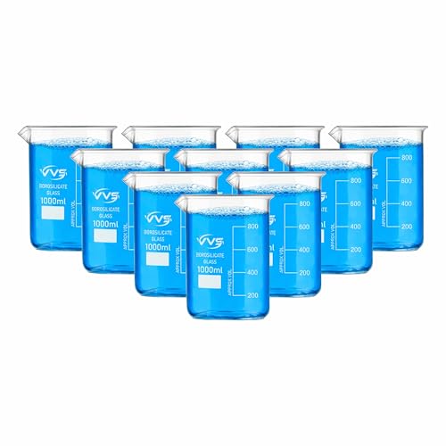 Image of VVS Borosilicate Glass Beaker 1000ml pack of 10 of For School College, Lab Laboratry and professional use