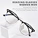 OPTOFENDY Reading Glasses for Women Men, Half Frame Retro Semi Rimless Blue Light Blocking Computer Readers, Clear Lens Black 1.0x