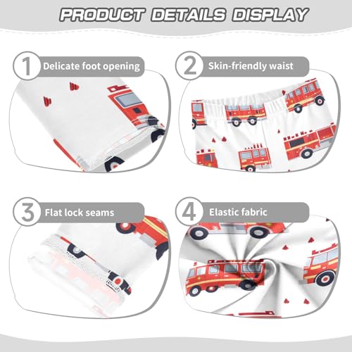 Fire Engine Trucks Red Girls Leggings Kids Yoga Pants Dance Active Tights 4T3