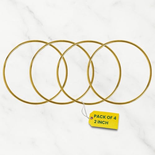 Image of ecofynd 4pcs Circle 2 Inch Metal Crafts Hoops, Gold Dream Catcher Rings Supplies, Macrame Creations Ring for Wreath Crafts, DIY Projects handicrafts Decoration Wall Hanging Craft (CS4003-GO)