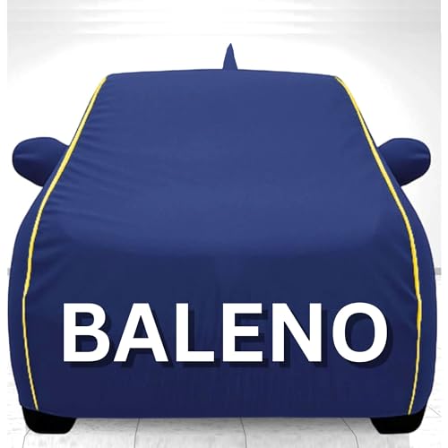 Image of 100% Waterproof Car Cover for Baleno UV Protection, Dustproof, Windproof | Custom Fit with Mirror Pockets, Belt & Buckle | All Weather Outdoor Body Cover (Blue)
