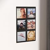 Casremee Mesh Vinyl Record Holder Wall Mount, Record Wall Display for Records 12 Inches Up to 6 Albums, Adhesive or Screw Mounting, Dustproof Record Storage Vinyl Shelf for Home, Office (Black)