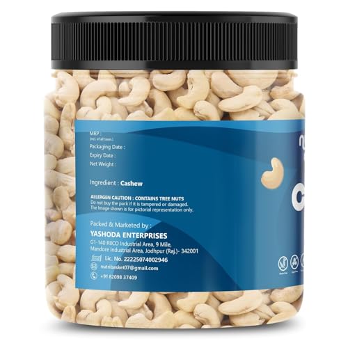 Image of NUTRI BASKET Whole Cashews /Kaju | Premium Unsalted Cashew Nuts | Rich in Protein, Magnesium & Phosphorus | Crunchy Fresh Dry Fruits for Snacking, Cooking, Desserts & Daily Nutrition (1kg)