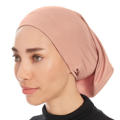 Ayisah Hijab Caps Underscarf for Women – Light Brown Hijab Cap Underscarf Turban Dreadlocks Tube – Muslim Accessories Headscarf Wrap - Islamic Hajib Headwrap Tube Fashion Solid Color (Light Brown)