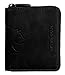 Produktbild Brown Bear Echtleder Geldbörse Leder Schwarz Vintage Reißverschluss umlaufend Hochformat Herren Damen RFID Schutz Blocker Männer Portemonnaie Geldbeutel Frauen Portmonaise Portmonee Billy bk