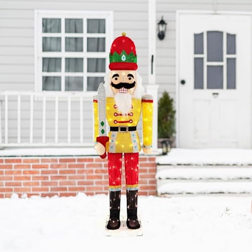 GOPLUS 166cm LED Nussknacker Figur groß, beleuchteter Nussknacker...
