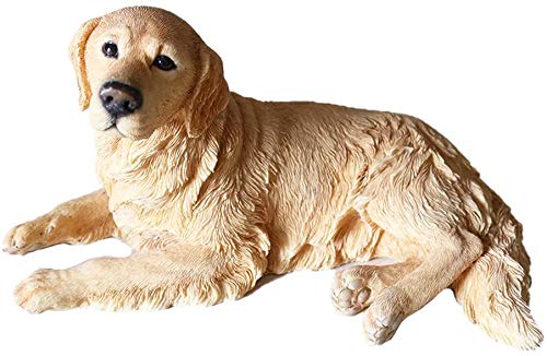 e-dreamstore1P Resin Golden Labrador Retriever Dog Lying Posture Garden Statue Simulation Animal Dog Pendulum Model Car Home Accessories Crafts Collectible Figurines,Golden Dog