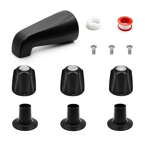 Juego de grifería para bañera, negro mate, 3 piezas: perillas para ducha y espita para bañera, compatible con Price Pfister Verve miniatura 1