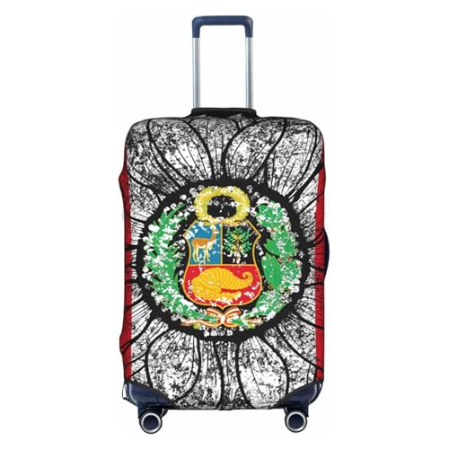 Travel Luggage Cover Vintage Sunflower Peru Peruvians Flag Fashion Washable Baggage Suitcase Protector Fit For Luggage X-Large