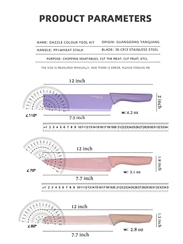 Colorful Kitchen Knives Set Of 6 Pcs Cute Fruit Knife Set With Gift Box,High Carbon Steel Kitchen Knife Set Without Block, Environmental Wheat Straw Material Handle, Sharp Professional Chef Knife #TOP2