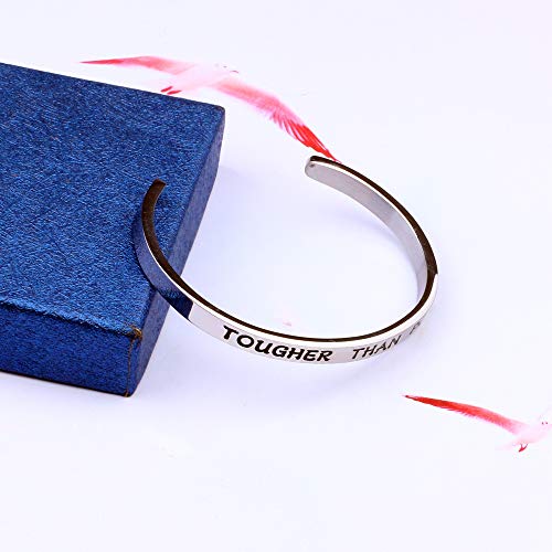 Image of POTS Dysautonomia Awareness Cuff Bracelet Tougher Than POTS Chronic Illness Jewelry
