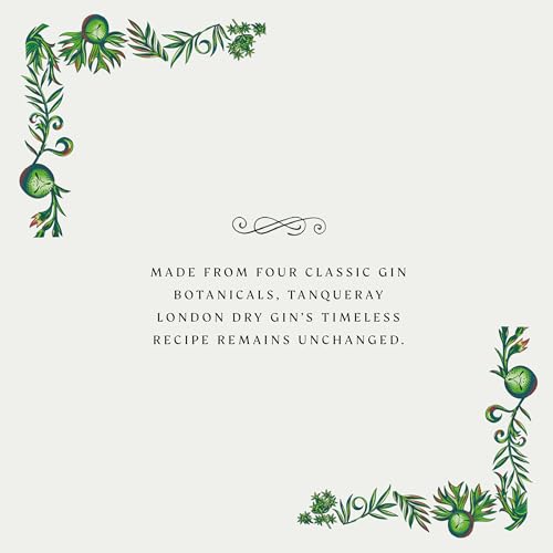 Tanqueray London Dry Gin | 41.3% vol | 1L | Award-Winning Premium Spirit | Distilled 4 Times | Made with 4 Gin Botanicals | Enjoy with Ice & Tonic