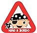 Haberdashery Online Pegatina Adhesiva Bebé a Bordo. Adhesivo vinilo para coche o moto. 15 x 13,7 cm. (12. Niño Pirata)