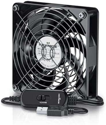 Keynice USBファン 静音 冷却ファン 強力 パソコン 送風機 扇風機 ミニファン 小型 ファン 9枚羽根 ルーター 水槽 冷却 薄型 12cm KN-1732