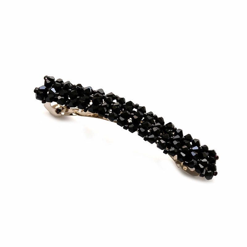1Pc Black Hair Clips Handmade Rhinestone Barrettes Metal Hair Holders Clips and Barrettes Hair Clips for Women Girls Headwear Styling Hair Accessories