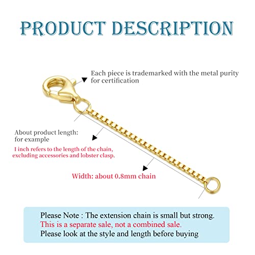 Image of 10k 14k Real Gold 1 inch /1.5 inch /2 inch /2.5 inch /3 inch /4 inch /5 inch Necklace Extender, Necklace Bracelet Extender Chain, Durable Gold Extender Chain, Adjustable Extension Chain for Necklace Bracelet Anklet