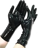 DORAFEI Latex Short Gloves 0.4mm Thick with Rolled Edges Club Party Wear Costume for Catsuit Dress (Transparent, XS)