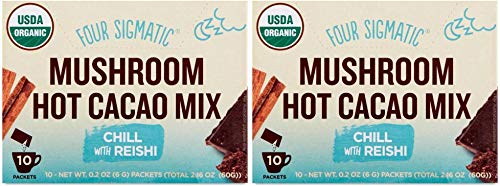 Four Sigmatic Foods Reishi Mushroom Hot Cacao Mix (Pack of 2) With Coconut Palm Sugar, Reishi, Cinnamon and Cardamom, 10 Packets Each