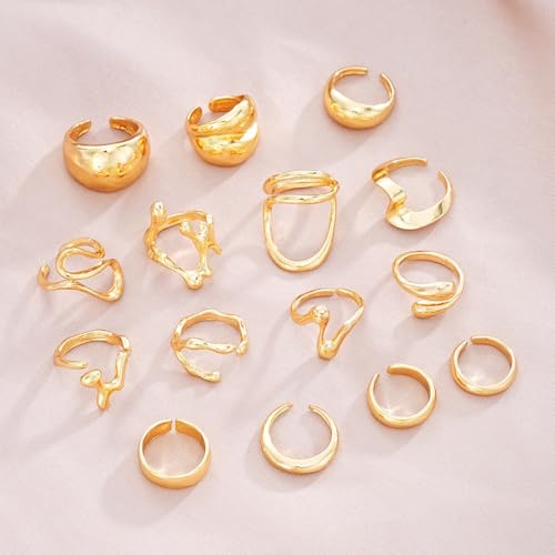 Image of Shining Diva Fashion Stylish Trendy Finger Rings Set for Women & Girls | Chunky Minimal Statement Ring Combos Modern Elegant Jewellery Collection
