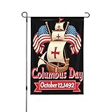 Happy Columbus Day Flag 12.5"x18" Celebrate Columbus Day October 12 1492 Garden Flags Double Sided Yard Signs Decorations