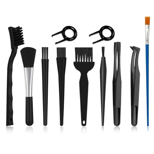 Antistatische ESD Bürste, 11 Stück Computer Reinigungsset mit Abzieher Laptop Cleaning Kit Nylon Pinsel PC Reinigung Reinigungspinsel für Tastatur Leiterplatte Motherboards PC Reinigungsbürste Set