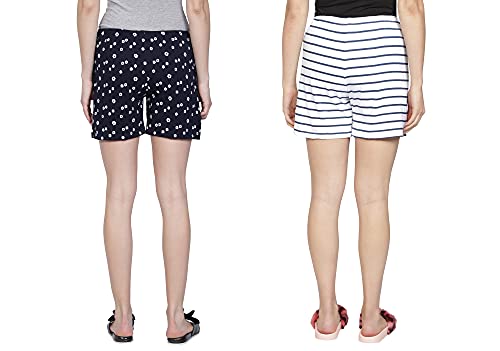 Image of Club A9 Womens 100% Organic Cotton Printed Regular Shorts - Pack of 2 (Multicolor)