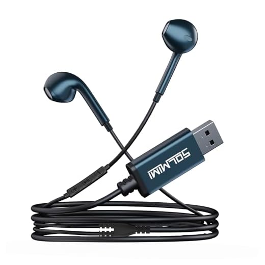 USB Earbuds With Microphone For PC 2M/6.5ft Wired USB A Computer In Ear Earphones Headphone, USB Gaming Headset With Microphone For PC Laptop Ps4 Ps5 Notebook Desktop Office Home Volume control&Mute