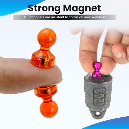 Image of Homeaura Strong Fridge Magnets - 24 Pcs Colorful Magnetic Thumb Tacks for Whiteboard, Office, School, Kitchen, and Home Organization - Super Strong Holding Power for Notes, Photos, and Reminders