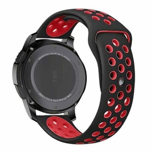 Compatible For Garmin Approach S40/S12/Forerunner 245/F55/645 /Vivomove HR/Luxe/Style/Venu/Venu SQ/Vivoactive 3/Music/Strap Silicone Fitness Wrist Smart Watch Band Sports Breathable (Black/Red)
