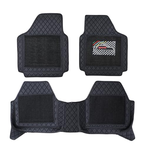Image of CARNEST 7D Car Floor Mats Only Compatible with Baleno All Model, Set of 3 Pcs, 100% Waterproof & Washable Luxury 7D Car Foot Mats, F-Blk