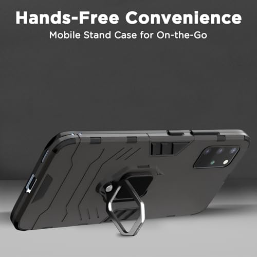 Image of Pikkme D5 Tough Armor Bumper Back Cover Case for Samsung Galaxy S20 Plus |Ring Holder & Kickstand in-Built (Black)