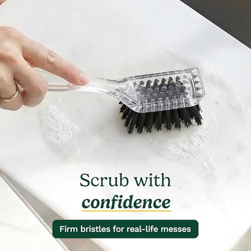 Image of Cuisinart Dish Brush with Handle 2 Pack - Kitchen Scrub Brush for Dishes, Pots & Pans, Non-Scratch Dish Scrubber, Firm Bristles for Sink & Cookware, Comfortable Grip for Everyday Cleaning