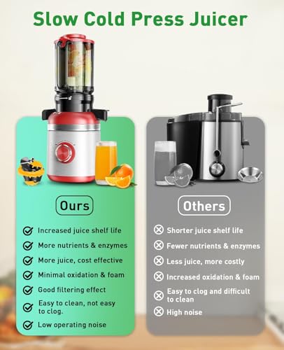 Image of Cold Press Juicer Machines for Whole Vegetables & Fruits, Slow Masticating Juicer Maker with Wide Feed Chute, High Juice Yield, Easy to Clean