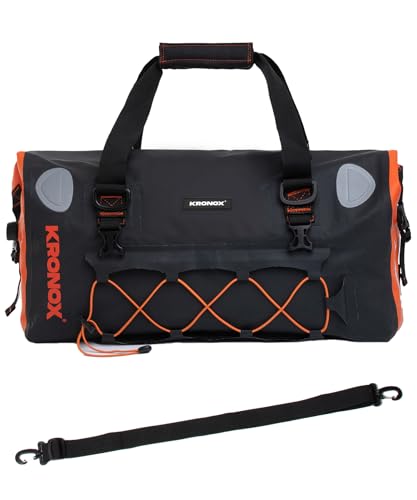KRONOX Motorcycle Dry Bag, 25L Black Duffle - Waterproof Duffel Bag for Travel, Adventure or Dirt...