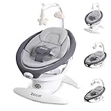 Balancelle Bébé Electrique 3-in-1 Zoicay Transat Balancelle avec 9 modes Détection de Mouvement fonction de Timing et Musique, Télécommande Bluetooth contrôle pour intérieure et extérieure (Gris)