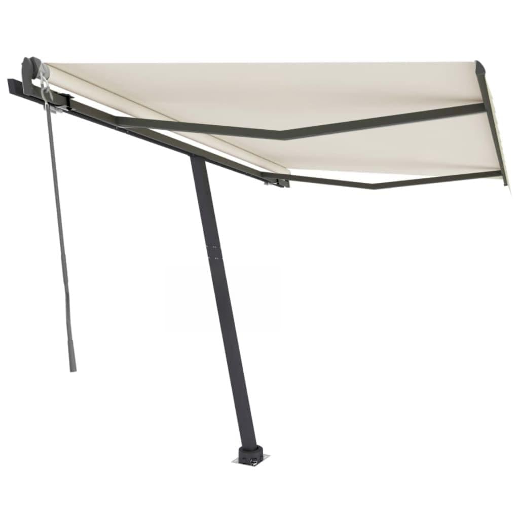 ShGaxin Toldo de pie retráctil automático, Toldos Exterior Terraza, Toldo Retractil Exterior, Toldos para Patio, Toldos para Ventanas, Toldos Balcon, Crema 350x250 cm