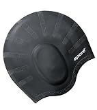 Sporti Solid Ear Protection Silicone Swim Cap - Black