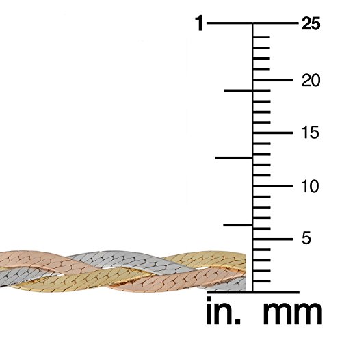 Kooljewelry 10k Tricolor Gold Braided Herringbone Chain Necklace for Women (3.4 mm, 18 inch)3
