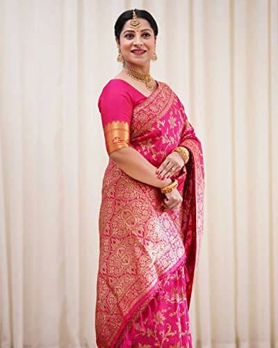 Image of SGF11 Women's Kanjivaram Soft Silk Saree With Blouse Piece