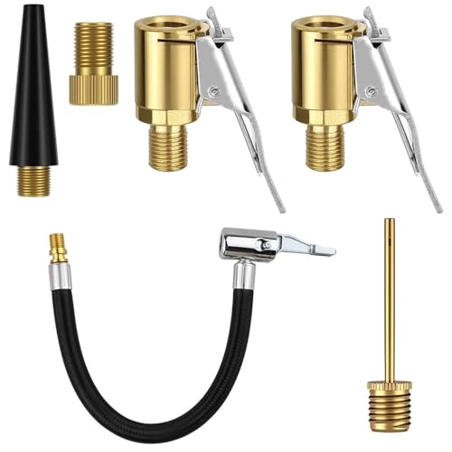 ErShiPing 6 Pcs Adaptateurs de Valve, Embout de Gonflage avec Raccord Rapide Air Comprimé, 8mm Adaptateur Gonflage Pneu Velo, Clips Mandrin Pneumatique en...